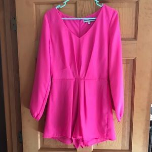 Long Sleeve Hot Pink Romper